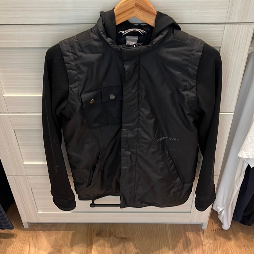Obermeyer Boys Hoodie Jacket Size L (14-16) black Wind and water resistant